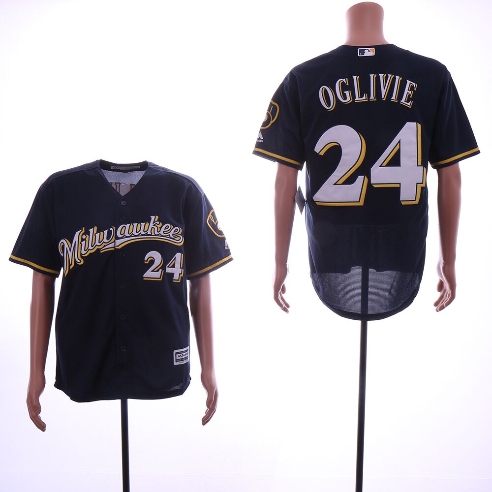 Men Milwaukee Brewers #24 Oglivie Blue Gme MLB Jerseys->milwaukee brewers->MLB Jersey